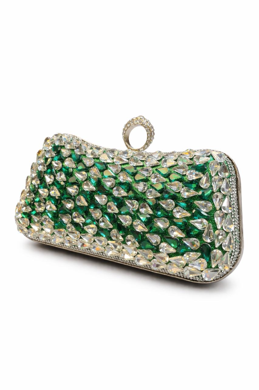 Gold Teardrop Crystal Clutch
