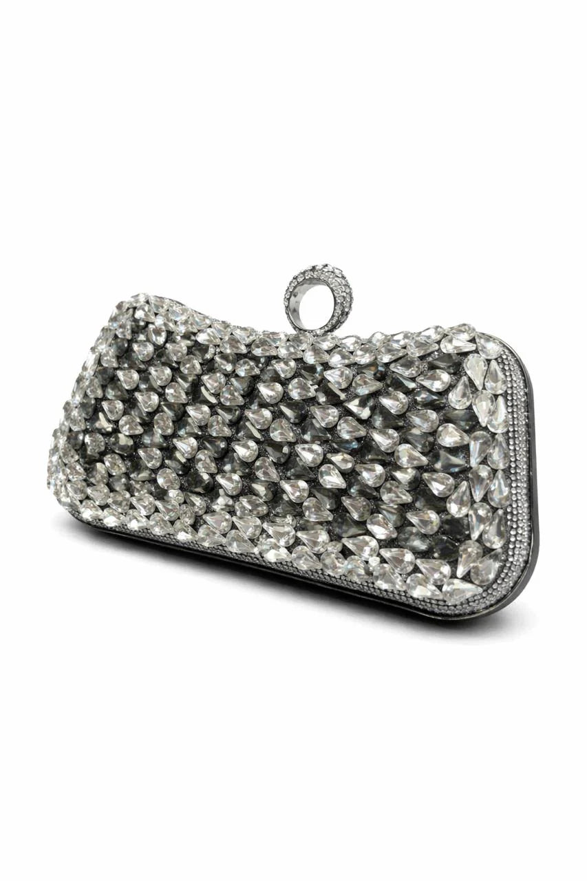 Gold Teardrop Crystal Clutch