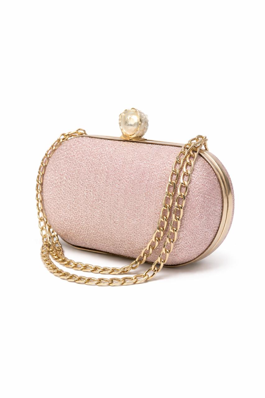 Champagne Pearl Chain Clutch