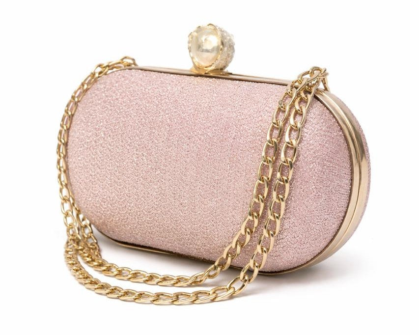 Champagne Pearl Chain Clutch