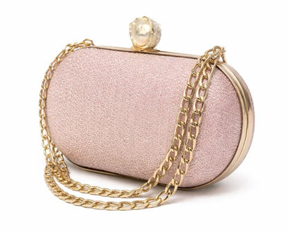 Champagne Pearl Chain Clutch