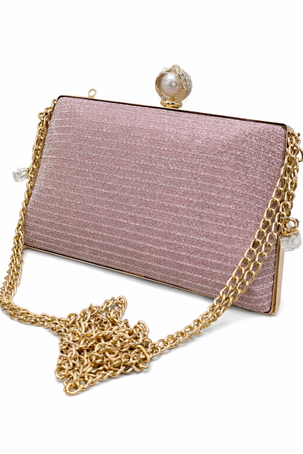 Silver Pearl Clasp Evening Clutch