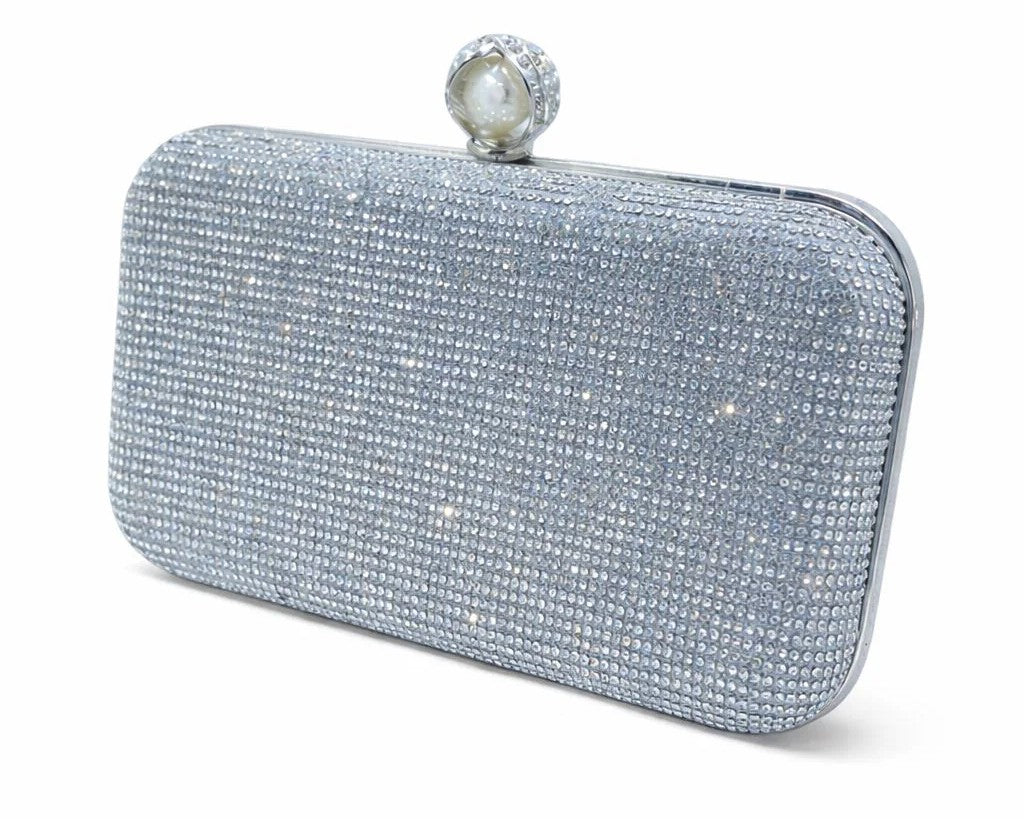Rhinestone Pearl Clasp Box Clutch