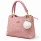 Black Floral Embossed Handbag with Pearl Charm