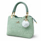 Black Floral Embossed Handbag with Pearl Charm