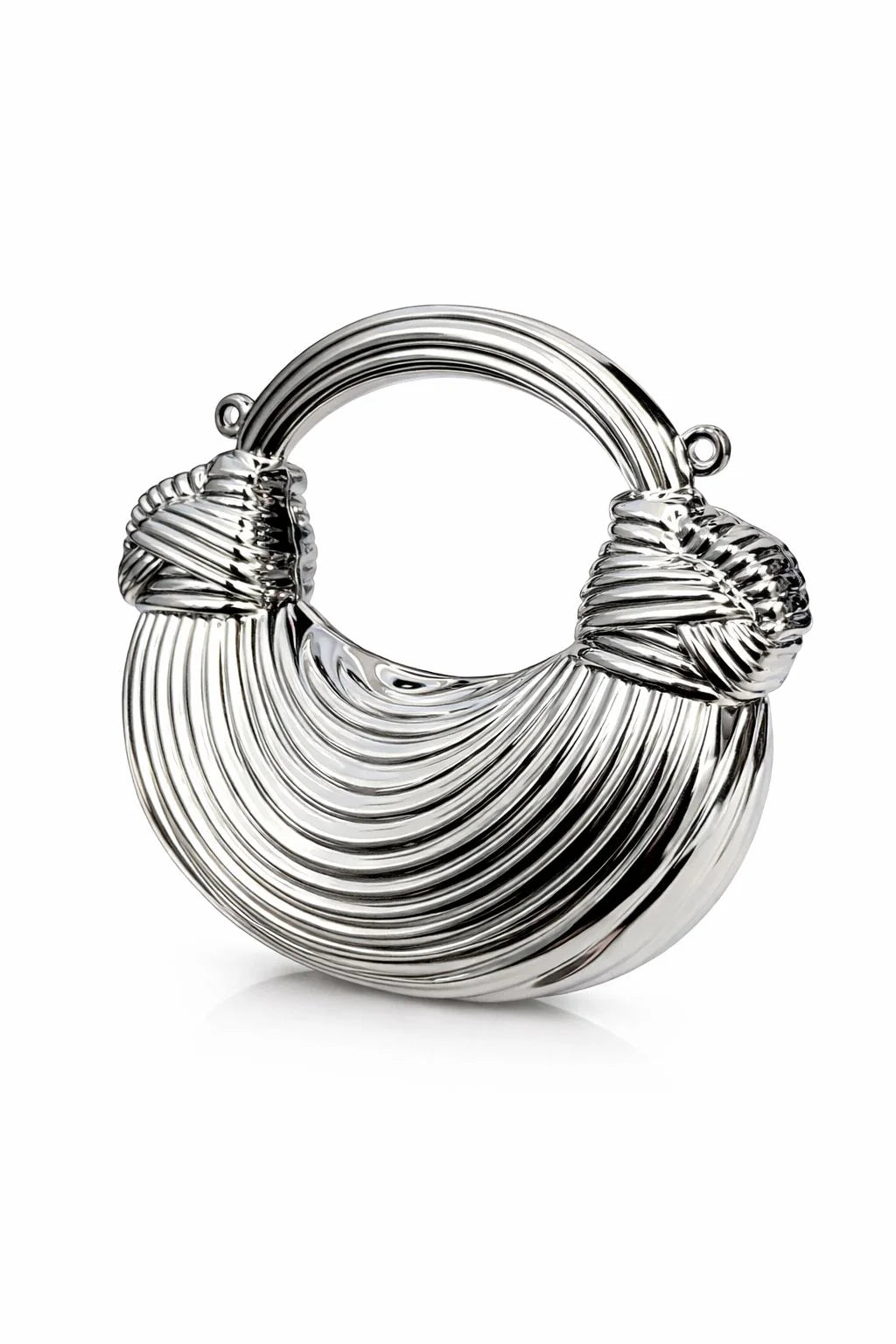 Golden Ribbed Loop Handle Evening Clutch