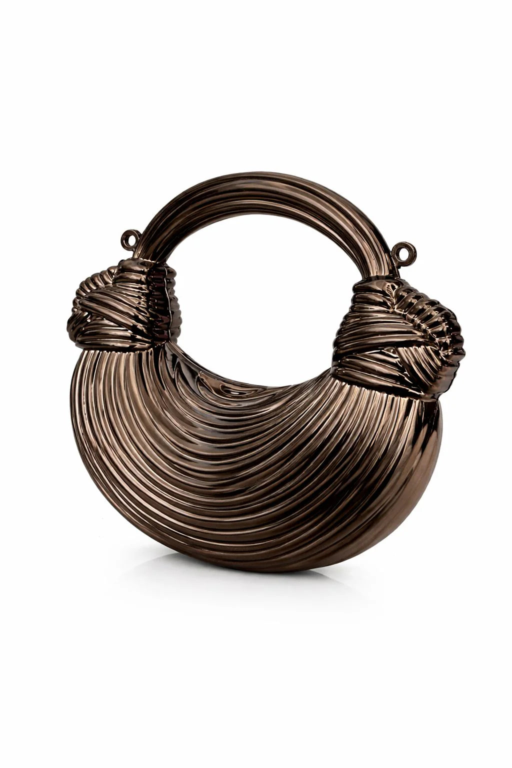 Golden Ribbed Loop Handle Evening Clutch