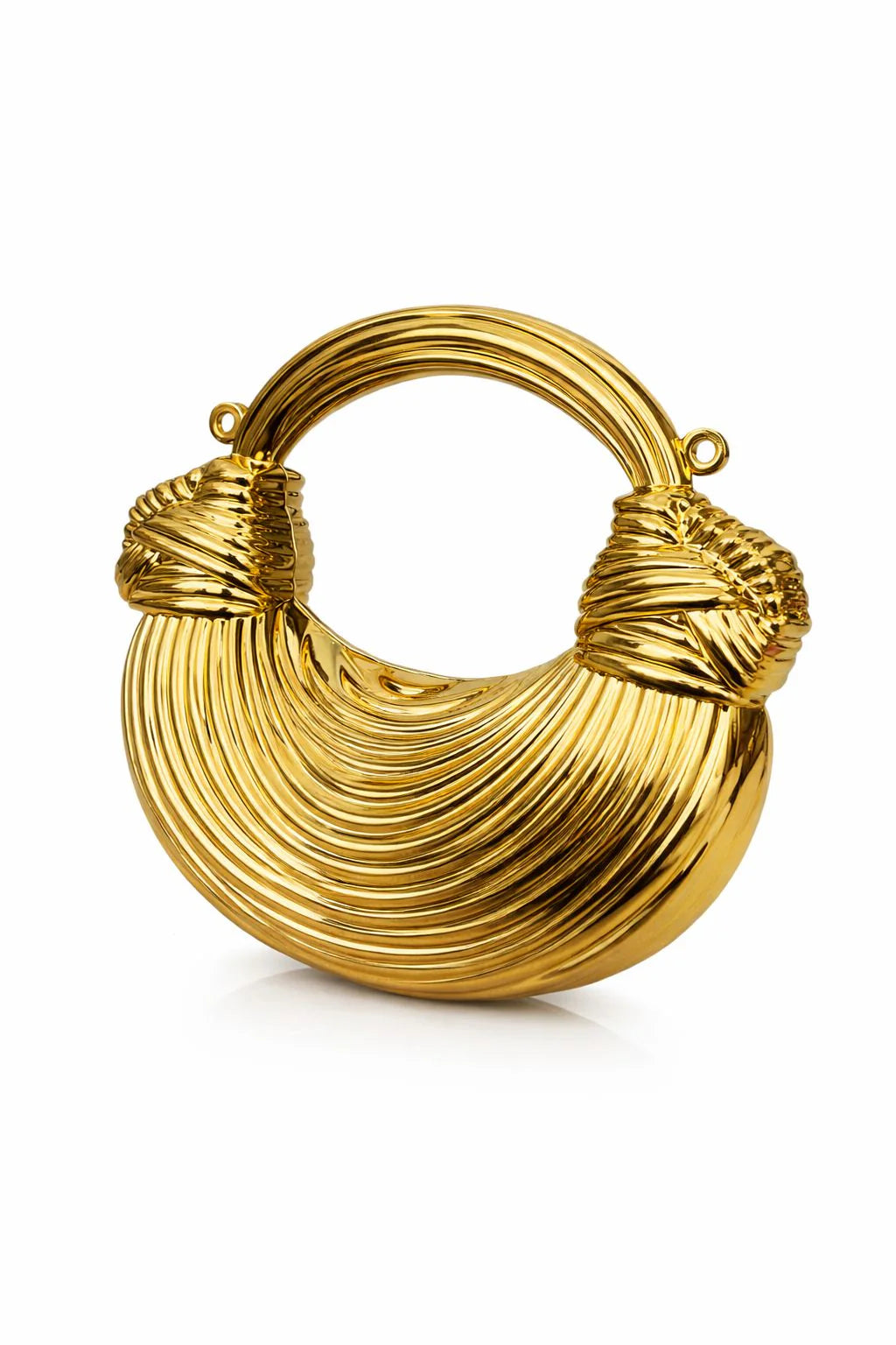 Golden Ribbed Loop Handle Evening Clutch