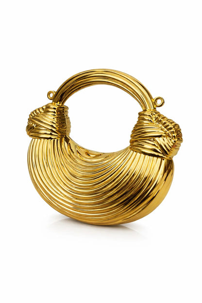 Golden Ribbed Loop Handle Evening Clutch