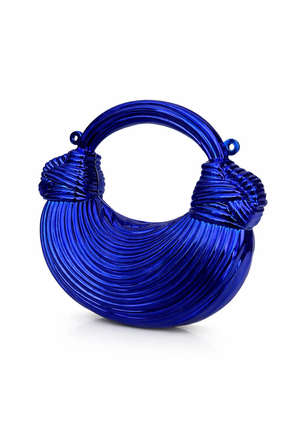 Golden Ribbed Loop Handle Evening Clutch
