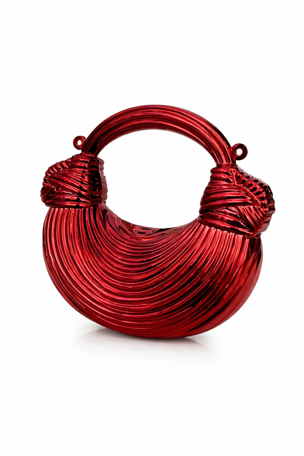 Golden Ribbed Loop Handle Evening Clutch
