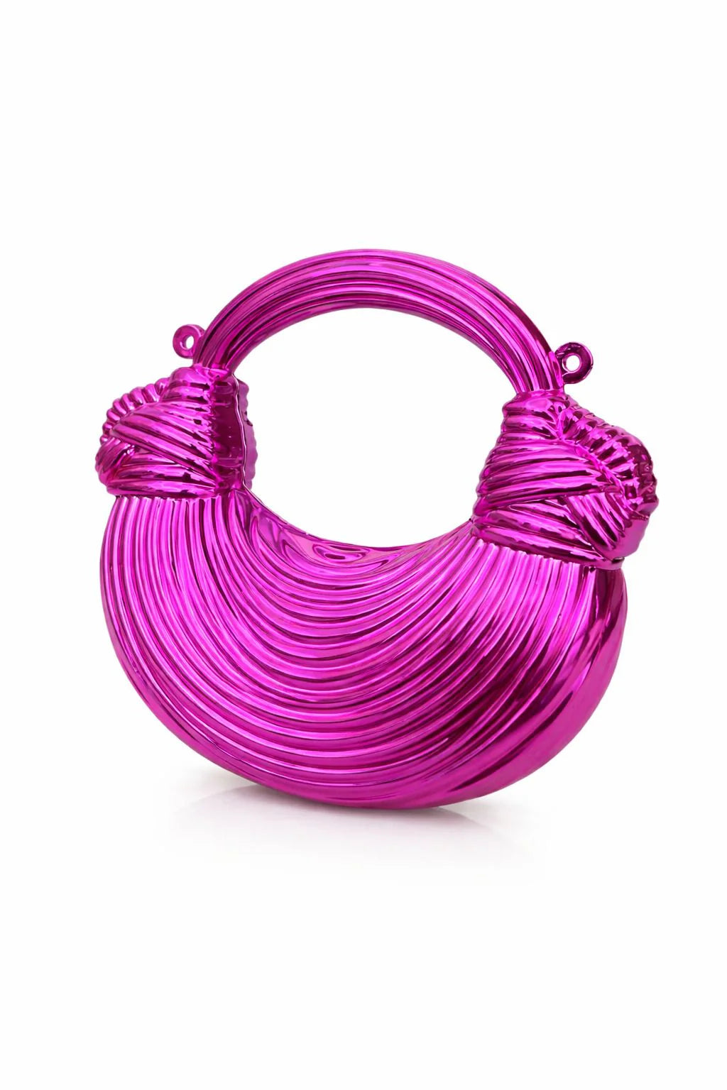 Golden Ribbed Loop Handle Evening Clutch