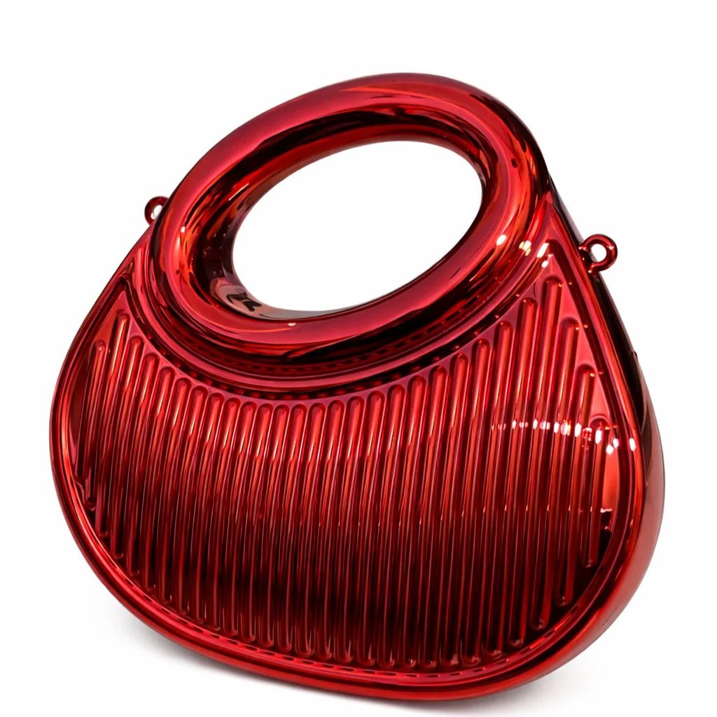 Ribbed Oval Handle Evening Clutch