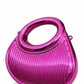 Golden Ribbed Oval Handle Evening Clutch