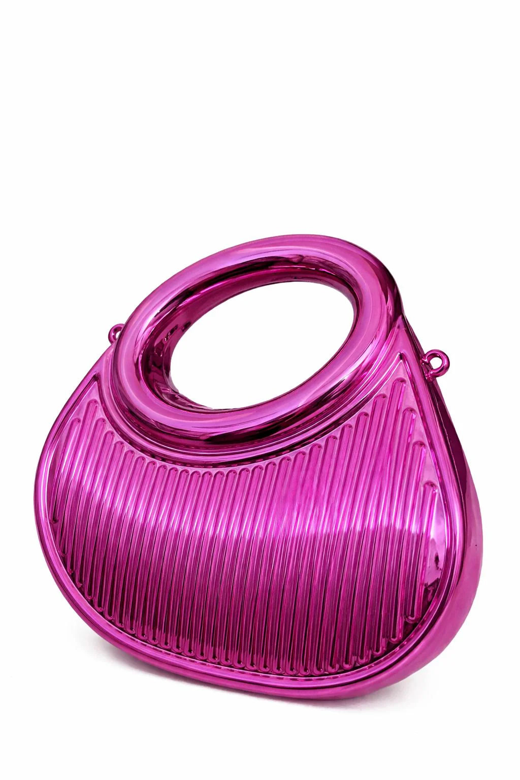 Golden Ribbed Oval Handle Evening Clutch