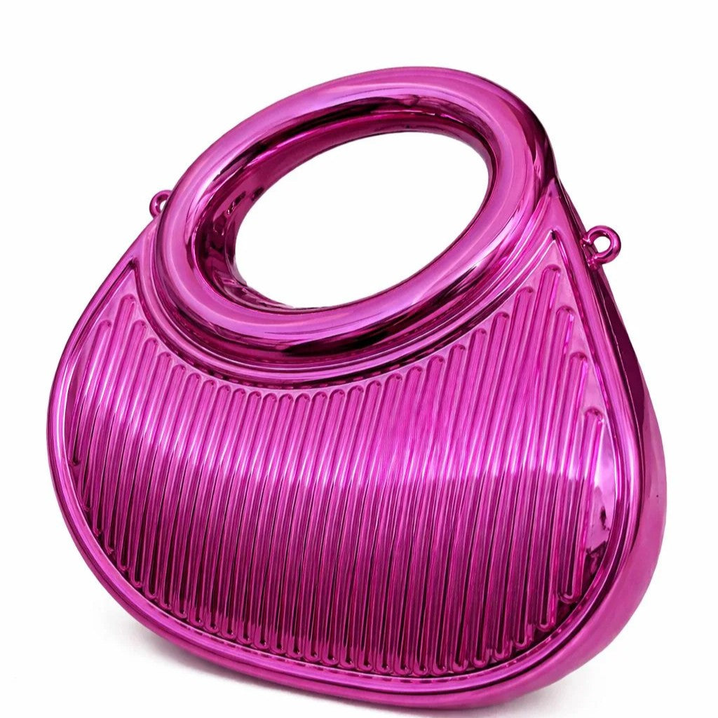 Ribbed Oval Handle Evening Clutch