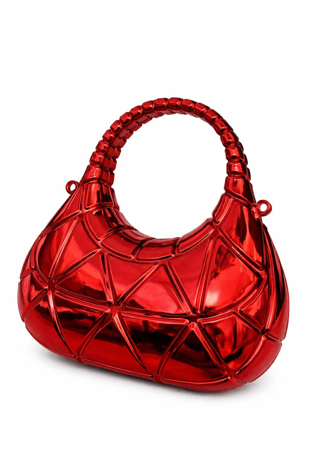Golden Geometric Handle Clutch Bag