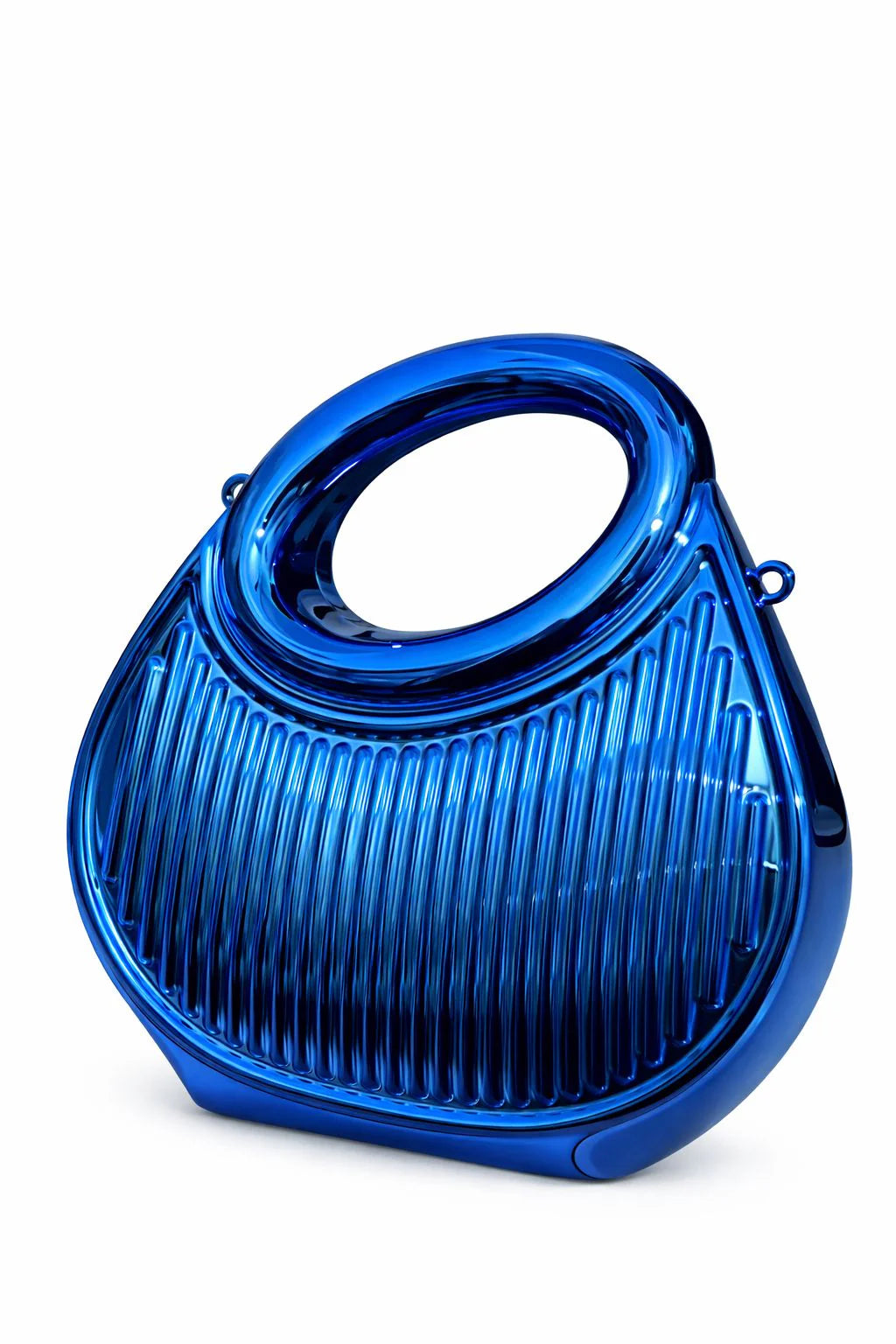 Golden Ribbed Oval Handle Evening Clutch