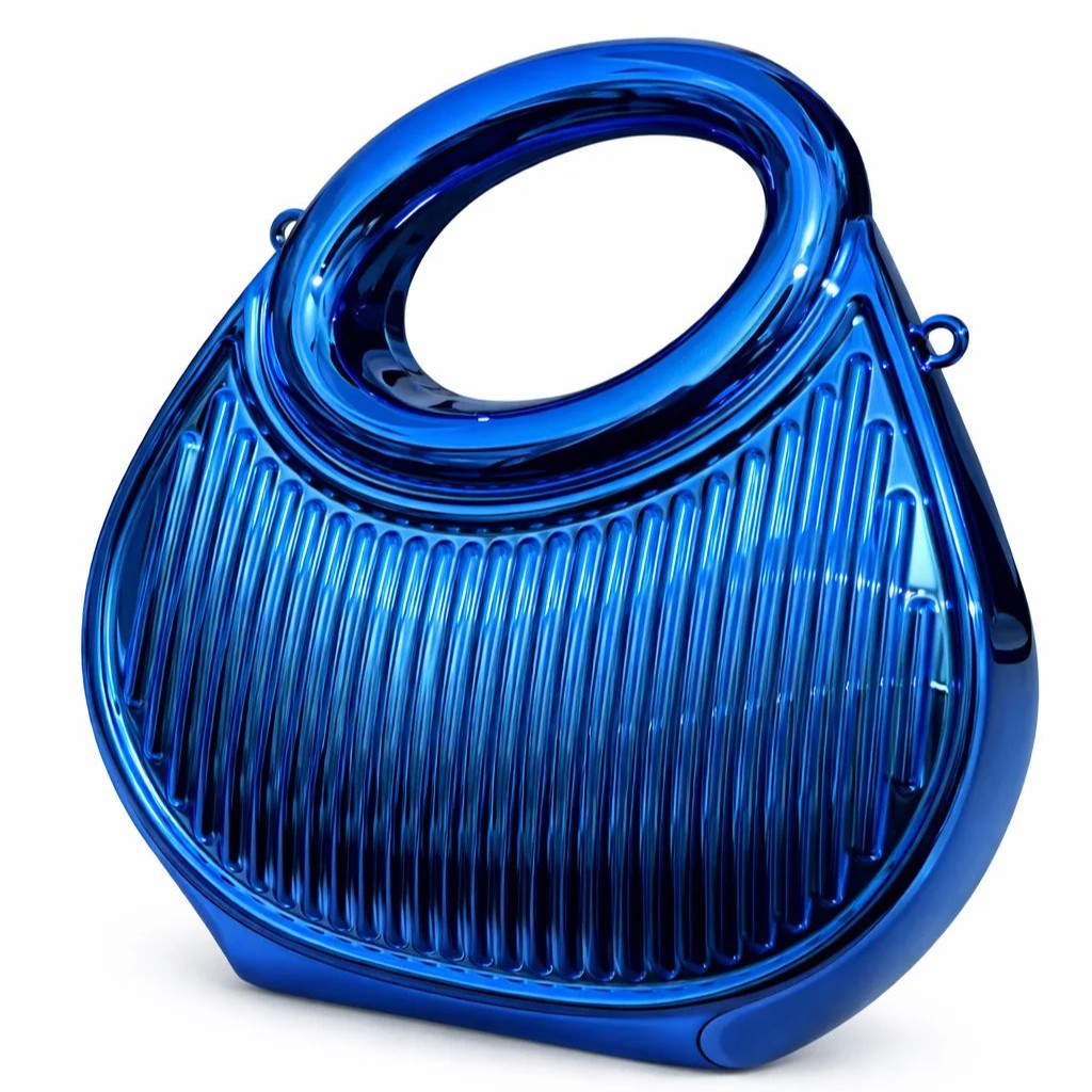 Ribbed Oval Handle Evening Clutch