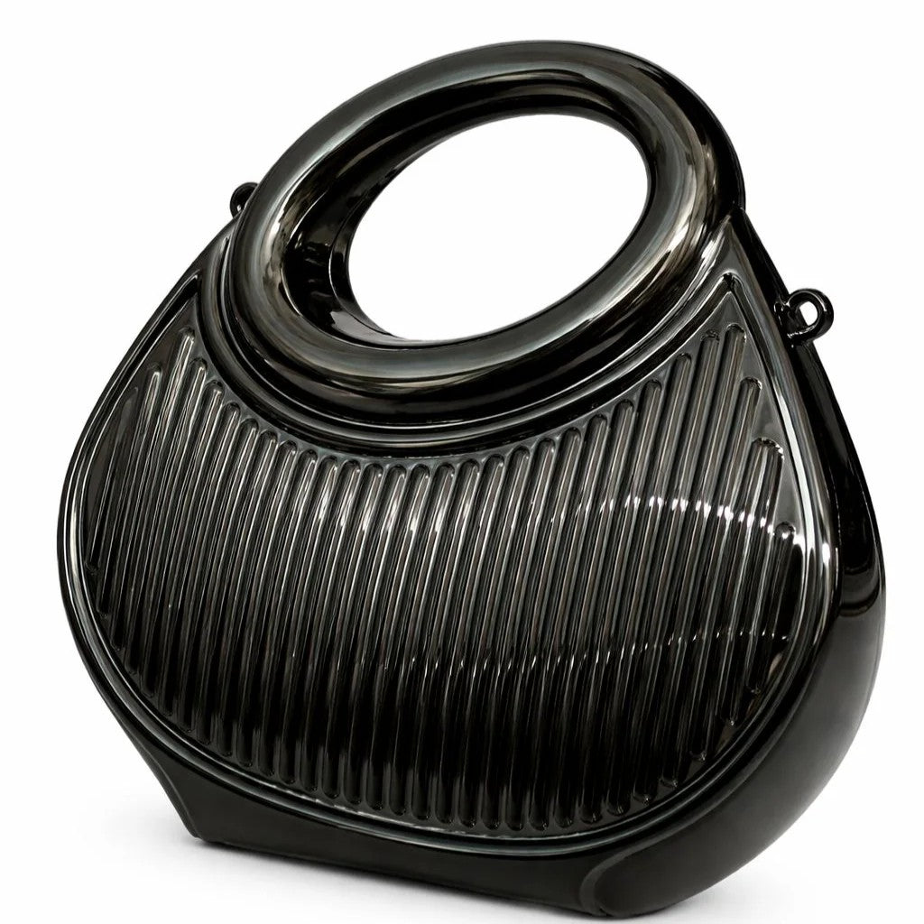 Ribbed Oval Handle Evening Clutch