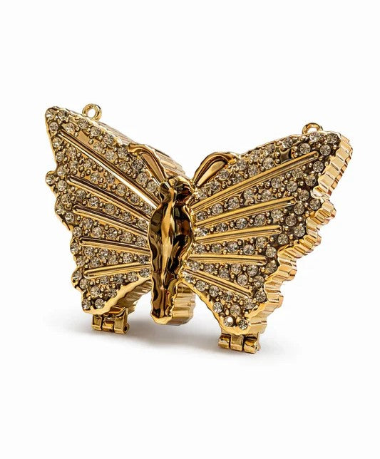 Golden Butterfly Crystal Clutch