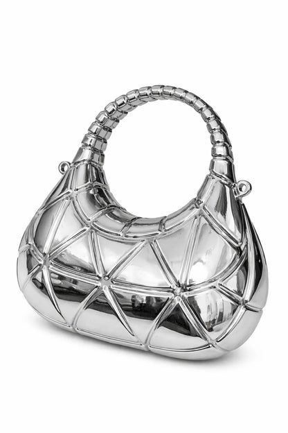 Golden Geometric Handle Clutch Bag