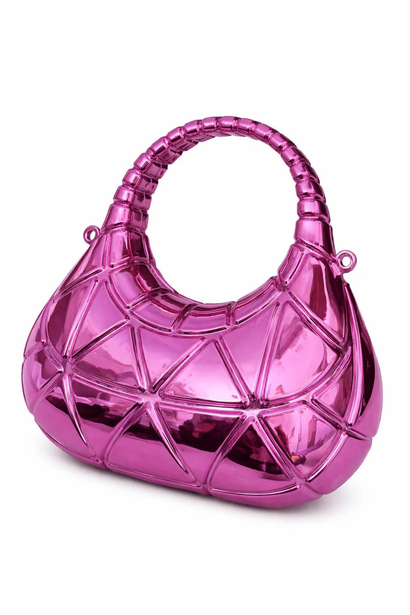 Golden Geometric Handle Clutch Bag