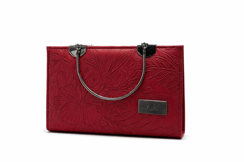 Mint Floral Embossed Top Handle Handbag