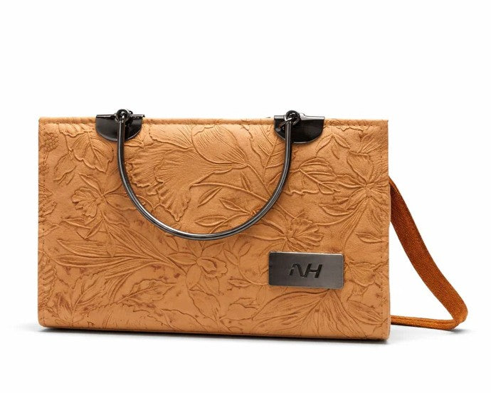 Floral Embossed Top Handle Handbag