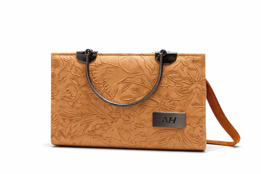 Mint Floral Embossed Top Handle Handbag