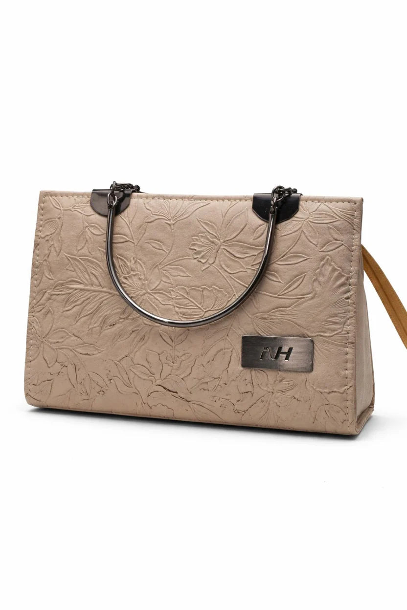 Mint Floral Embossed Top Handle Handbag