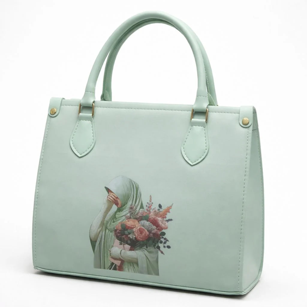 Mint Art Print Top Handle Handbag