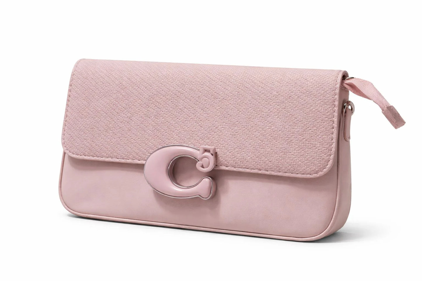 Beige Textured C-Clasp Clutch