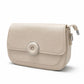 Cream Ribbed Round Clasp Clutch