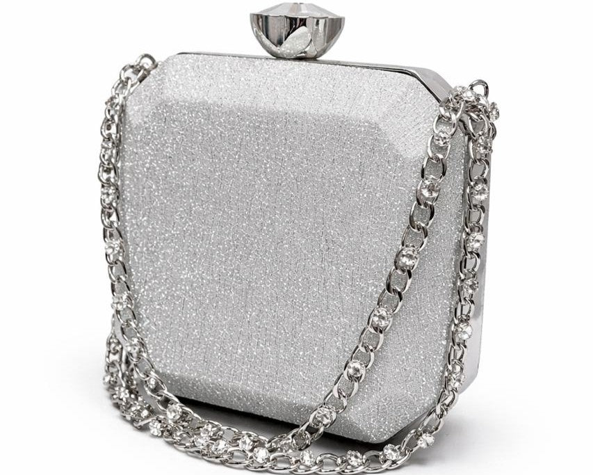 Champagne Crystal Chain Evening Clutch