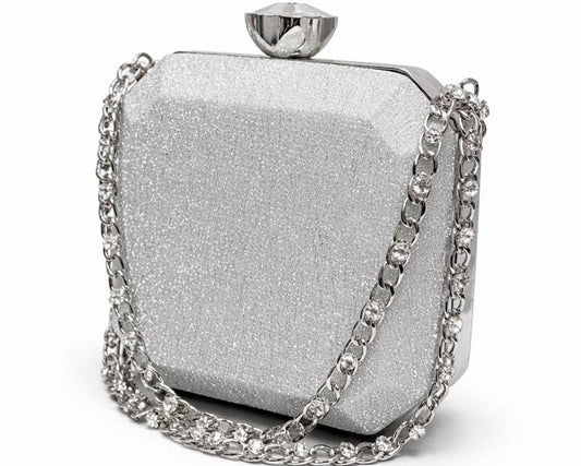Champagne Crystal Chain Evening Clutch