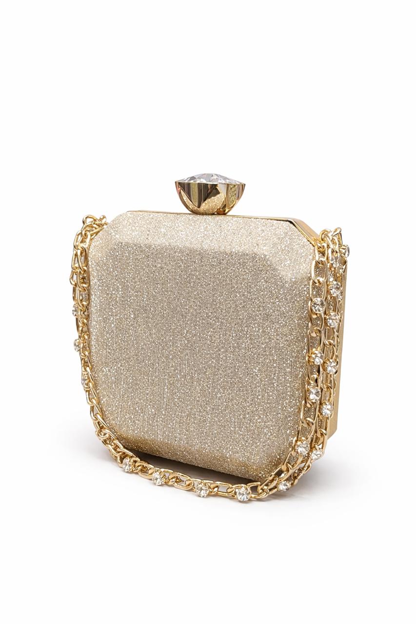 Champagne Crystal Chain Evening Clutch