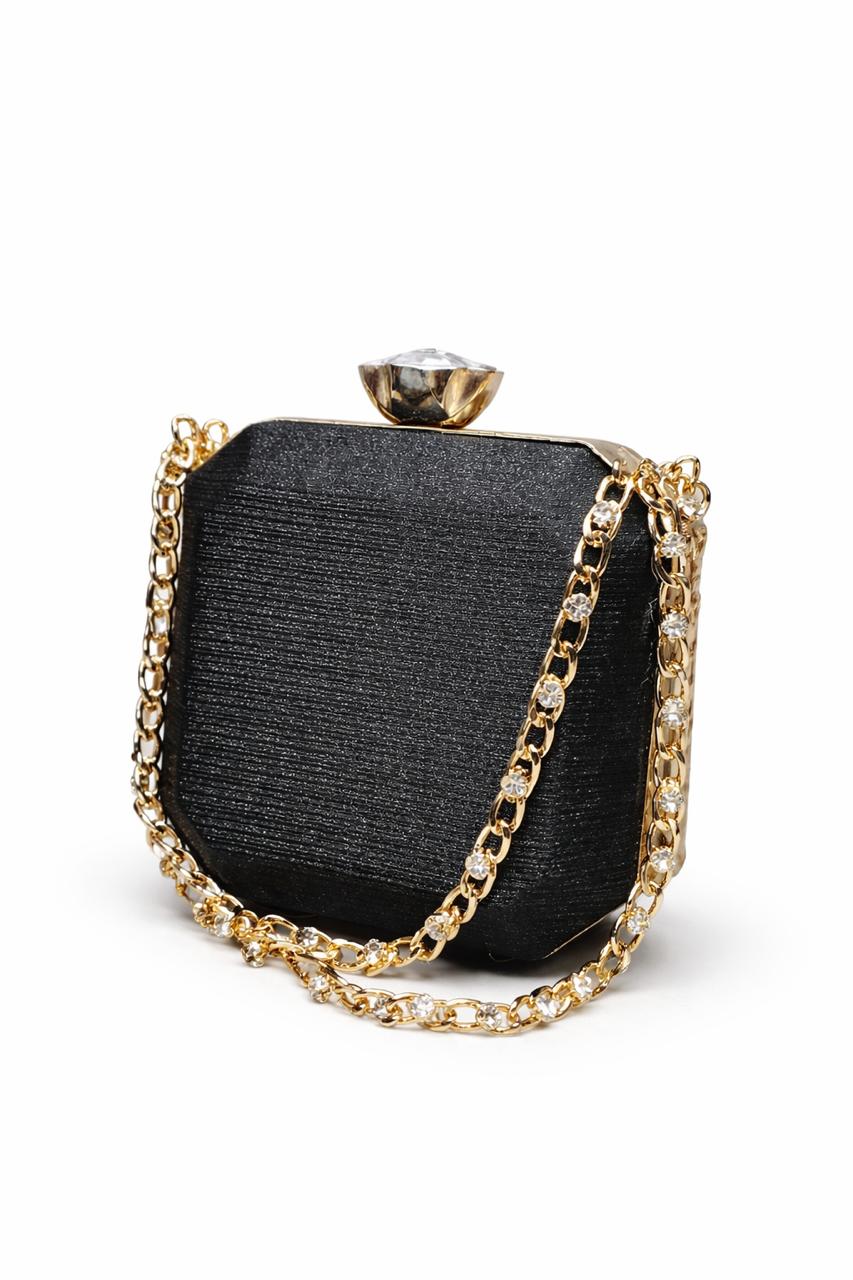 Champagne Crystal Chain Evening Clutch