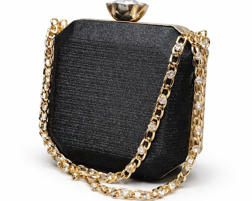 Champagne Crystal Chain Evening Clutch