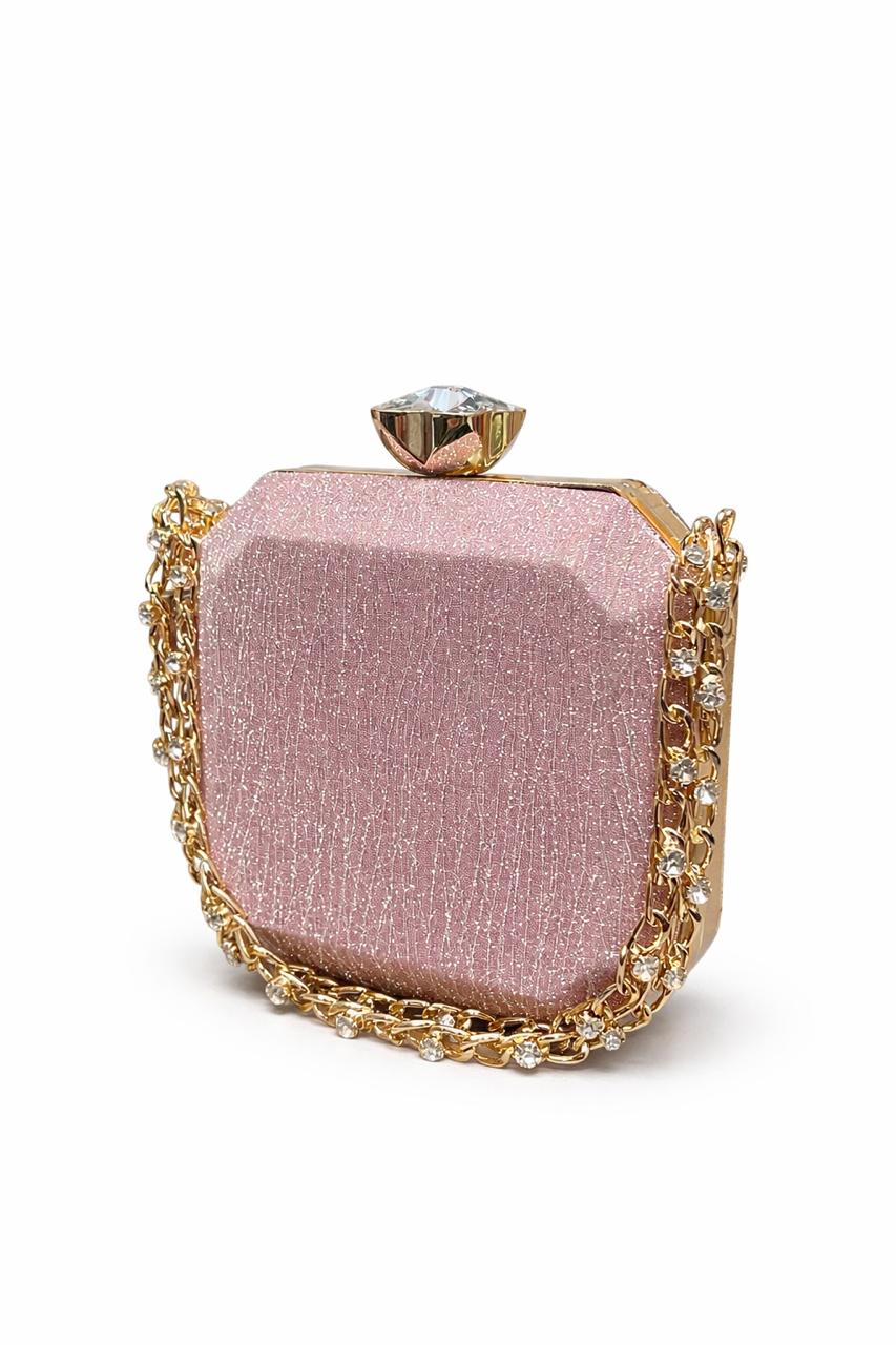Champagne Crystal Chain Evening Clutch