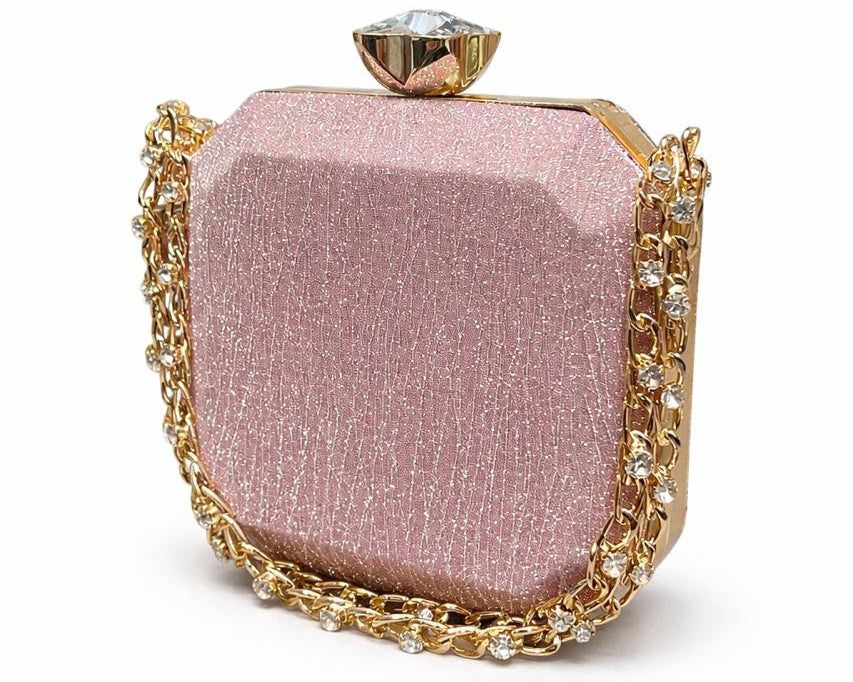 Champagne Crystal Chain Evening Clutch