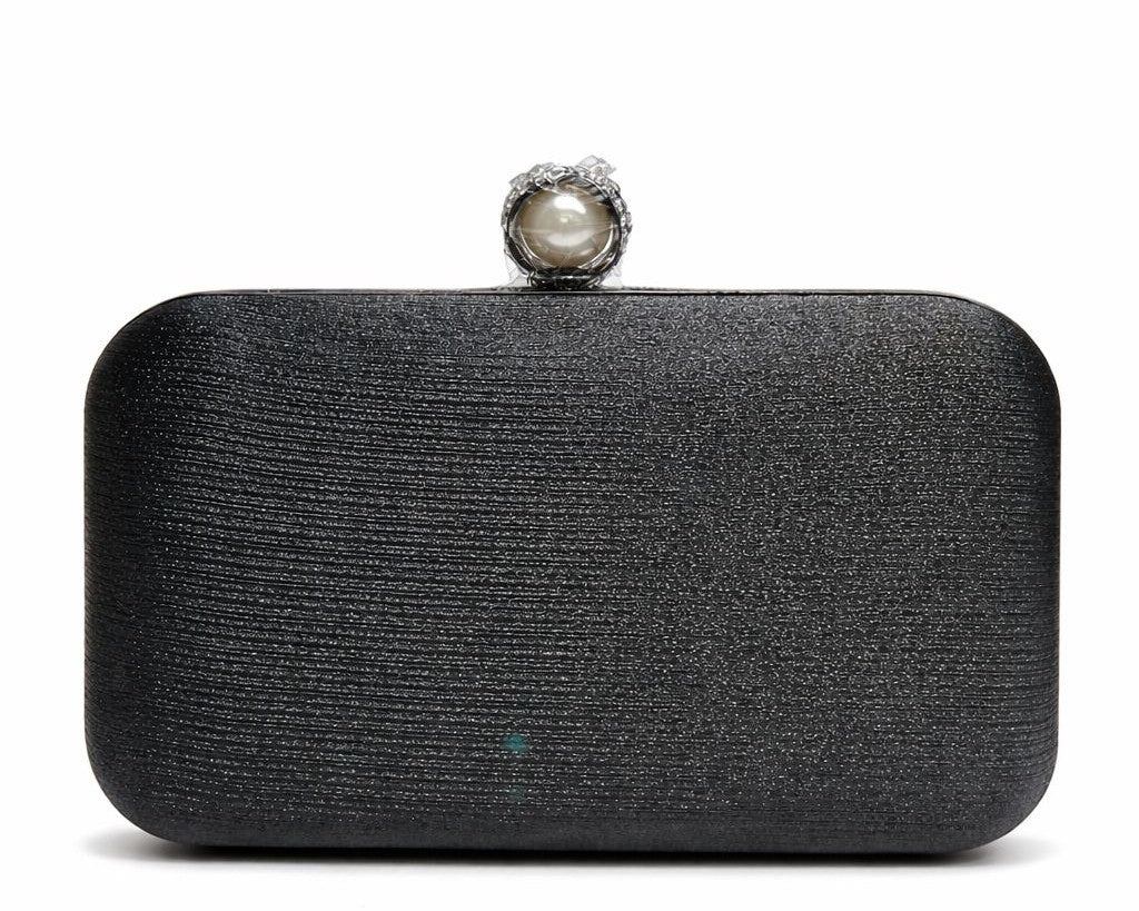 Textured Pearl Clasp Evening Clutch