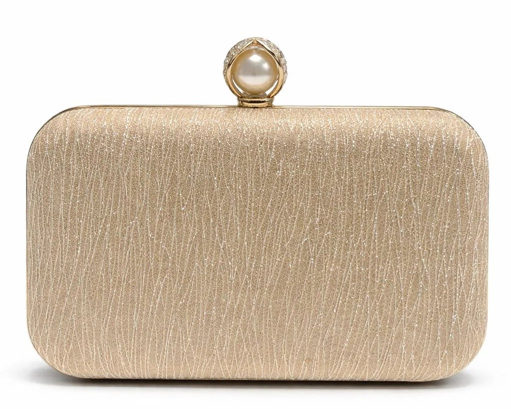Textured Pearl Clasp Evening Clutch
