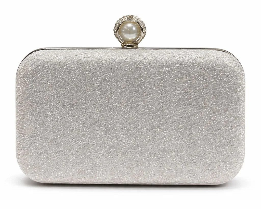 Textured Pearl Clasp Evening Clutch