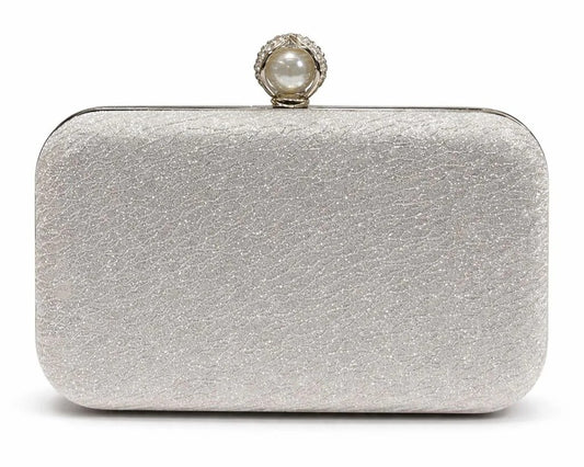 Textured Pearl Clasp Evening Clutch