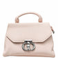Black Textured Buckle Top Handle Handbag