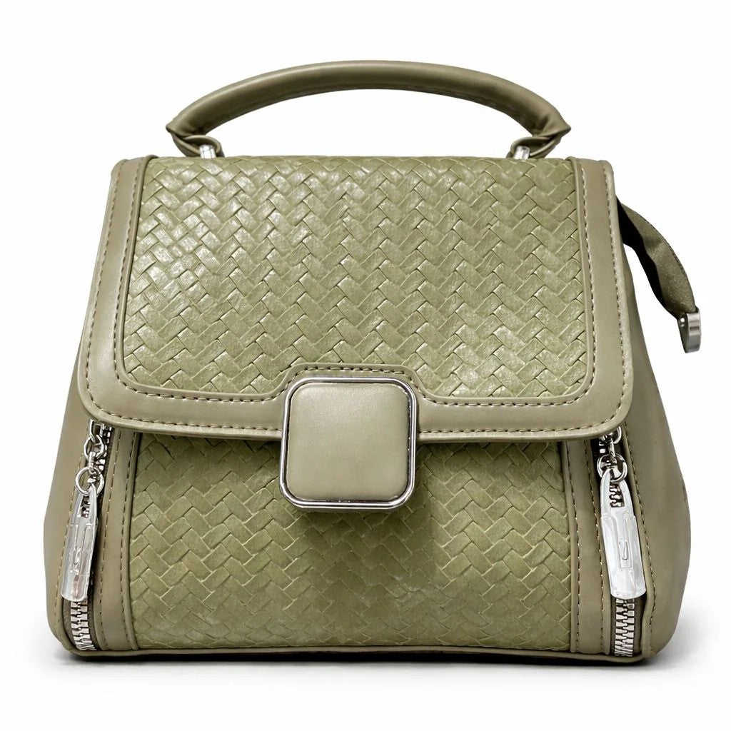 Braided Square Clasp Top Handle Handbag