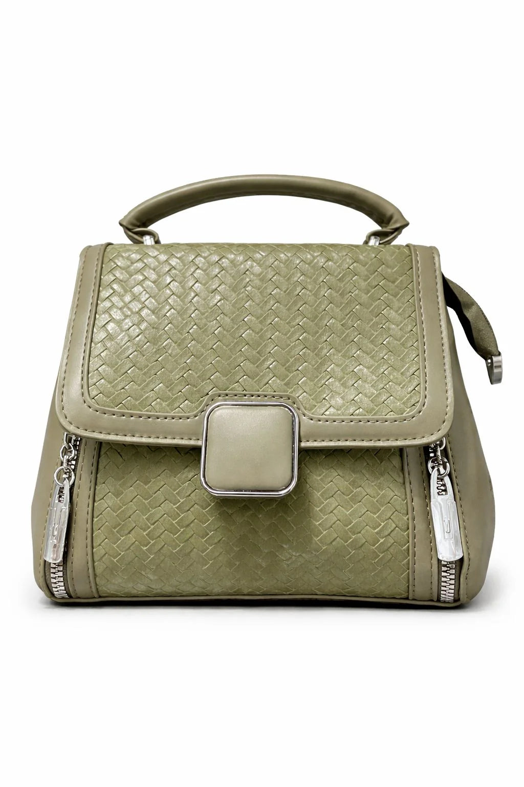 Black Braided Square Clasp Top Handle Handbag