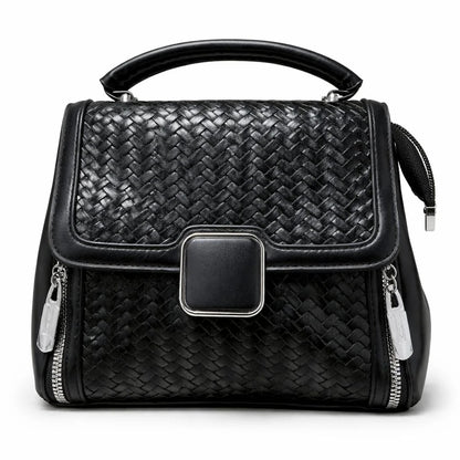 Braided Square Clasp Top Handle Handbag