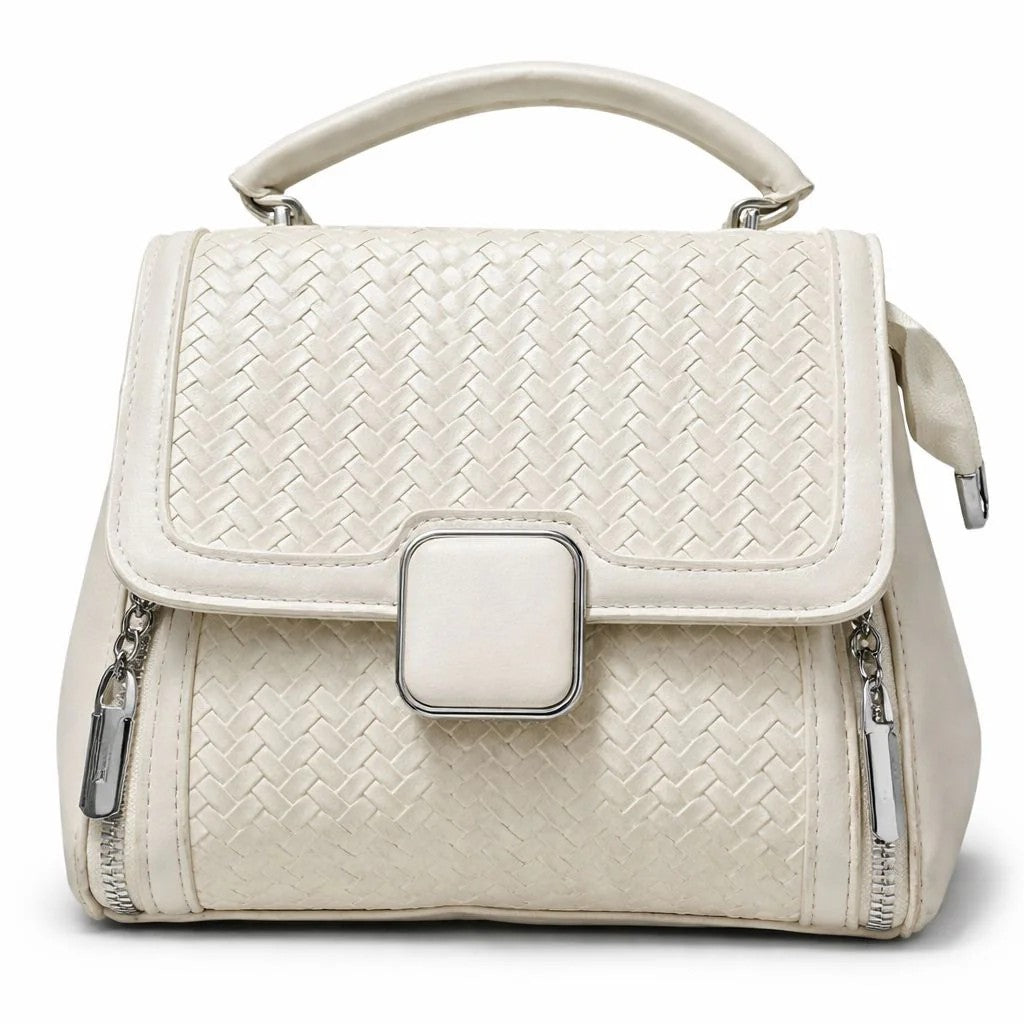 Braided Square Clasp Top Handle Handbag